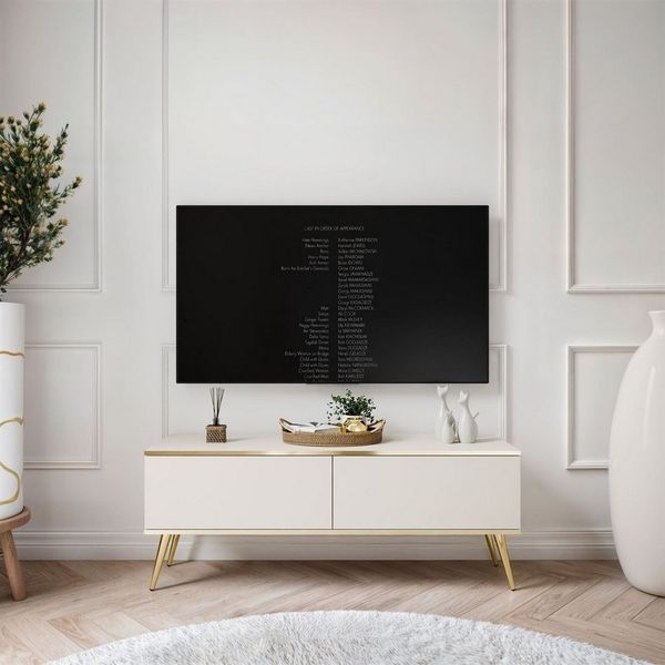 ALLHOUSE24 TV-Schrank SENSO 135 cm Unterschrank TV Lowboard GOLD Metall Füße Breite 135 cm