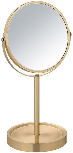 WENKO ALATA Kosmetikspiegel Ø 17 cm, Gold, mit 3-fach Vergrößerung, stehend