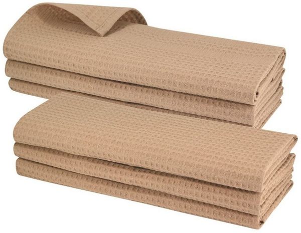 Engelland Geschirrtuch Poliertuch, (Vorteils-Set, 6-tlg, Waffel-Pique), 100 % Baumwolle, integrierte Aufhängeschlaufe, 70x50 cm