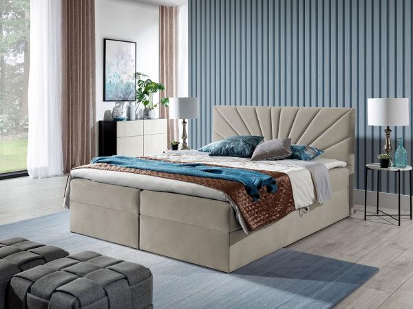 Boxspringbett Trifoli IV, Beige, 140 x 200 cm