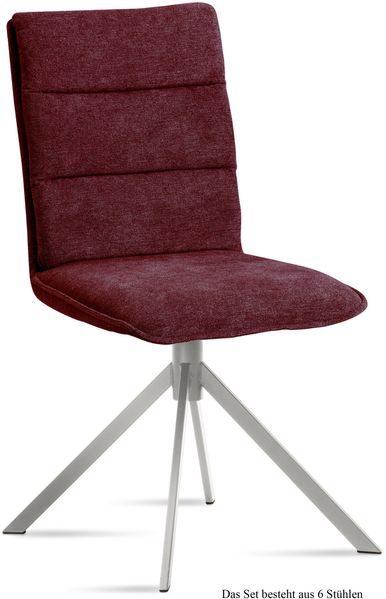 Esszimmerstuhl (6er-Set) Dorota 47x92x60 Edelstahl/Marsala
