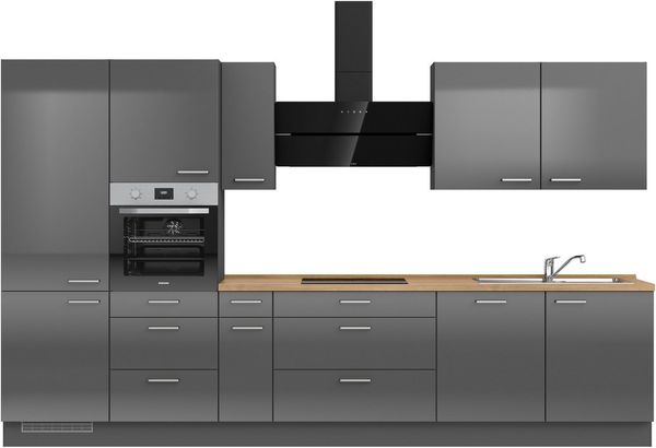 nobilia® Küchenzeile "Flash II", NEU: individuell anpassbar mit gratis Profi-Beratung, vormontiert, Breite 360 cm, Ausrichtung wählbar, wahlw. mit E-Geräten
