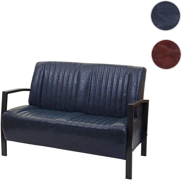 2er Sofa HWC-H10, Couch Zweisitzer, Metall Kunstleder Industrie-Design ~ vintage grau Bild 8
