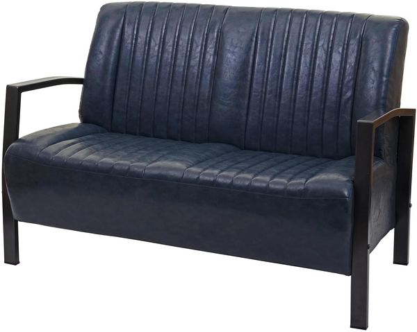 2er Sofa HWC-H10, Couch Zweisitzer, Metall Kunstleder Industrie-Design ~ vintage grau Bild 7
