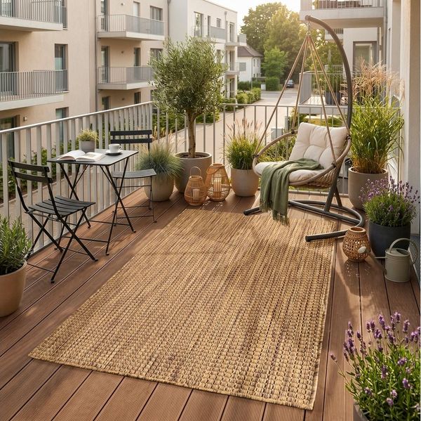 SIMPEX24 Outdoorteppich Einfarbig, Läufer, Höhe: 3 mm, Teppich Wetterfest Waschbar Balkon, Garten, Terrasse und Küchenteppich
