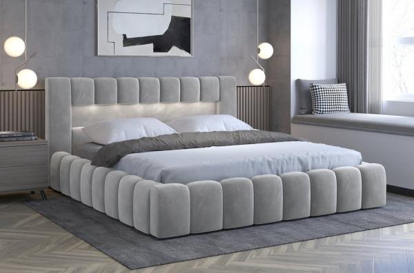 yourhouse24 Polsterbett Lamica Bett Metalrahmen Doppelbett Bettgestell Lattenrost mit LED