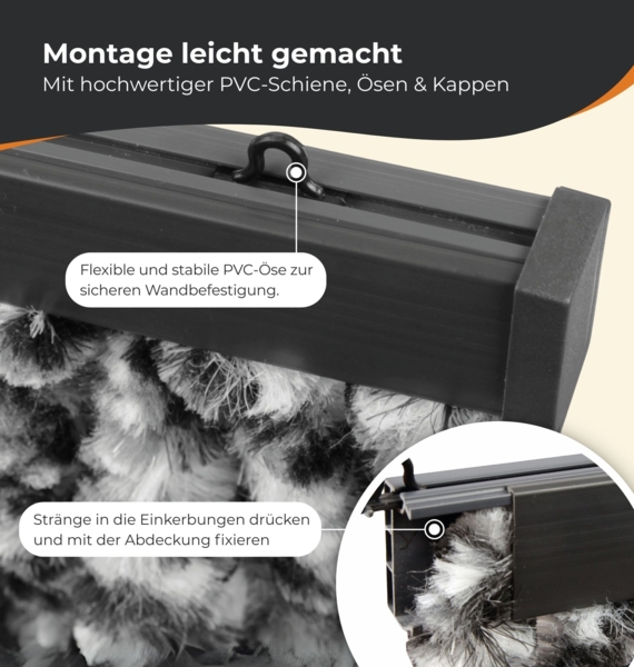 Flauschvorhang 160x200 cm in Unistreifen braun, perfekter Insekten- und Sichtschutz für Ihre Balkon- und Terrassentür, viele Farben Bild 7