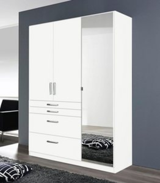 Kleiderschrank HOMBURG Schrank weiß Hochglanz Spiegel 136 Bild 6