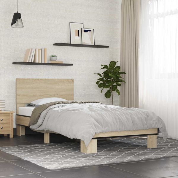 vidaXL Bettgestell mit Kopfteil Sonoma-Eiche 80x200 cm Holzwerkstoff 8009083