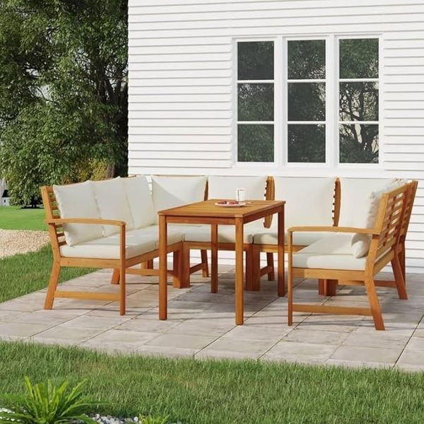 IKAYAA Modulares Garten-Sofa-Set – Flexible Eckgarnitur aus Holz, perfekt für gesellige Runden und ruhige Lesestunden