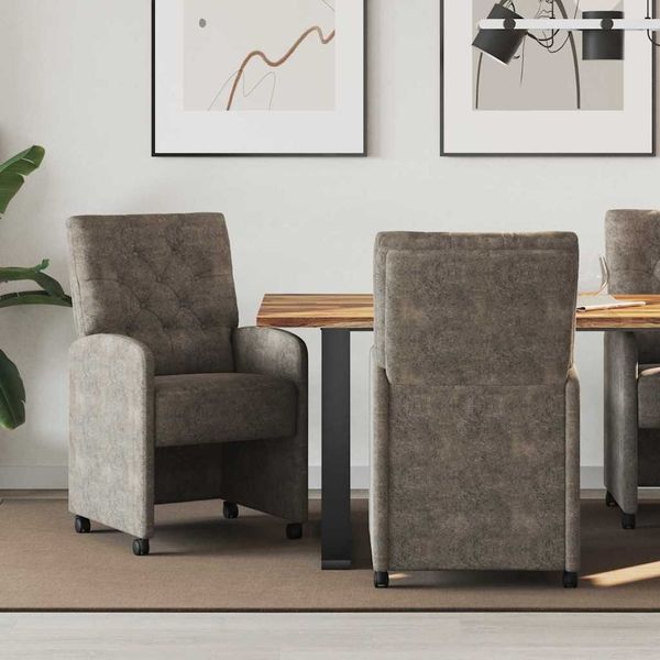 vidaXL Esszimmerstühle mit Rollen 2 pcs Dunkelgrau 58 x 67 x 97 cm 42017863