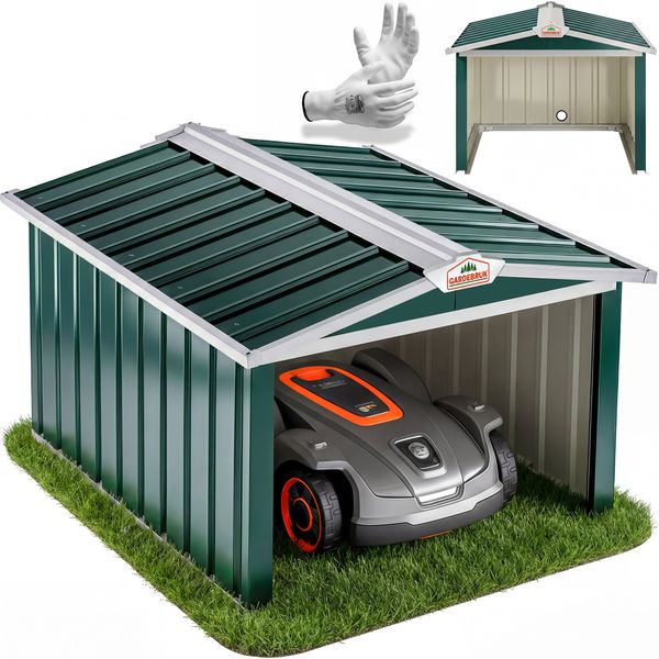 Gardebruk Mähroboter Garage, Stahl, Grün, Satteldach, 63 x 86 x 100 cm