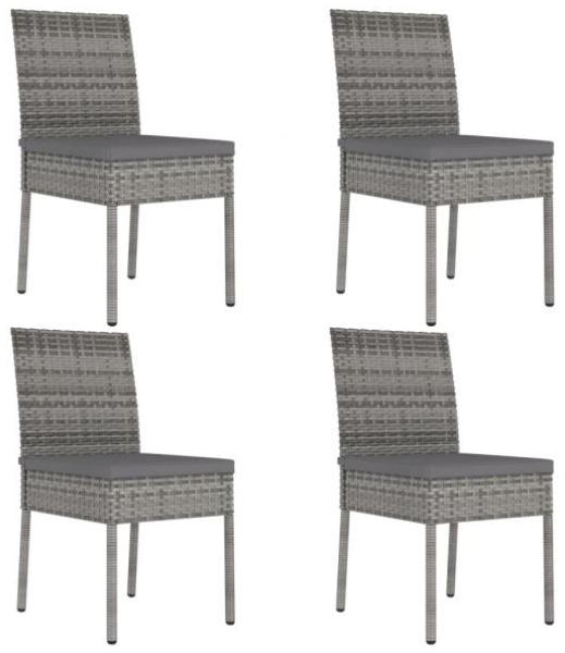 vidaXL Garten-Essstühle 4 Stk. Poly Rattan Grau 315109