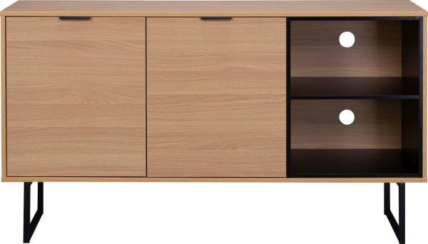 Sideboard MDF mit Eiche Dekor und Metall Natur 140x39,5 cm