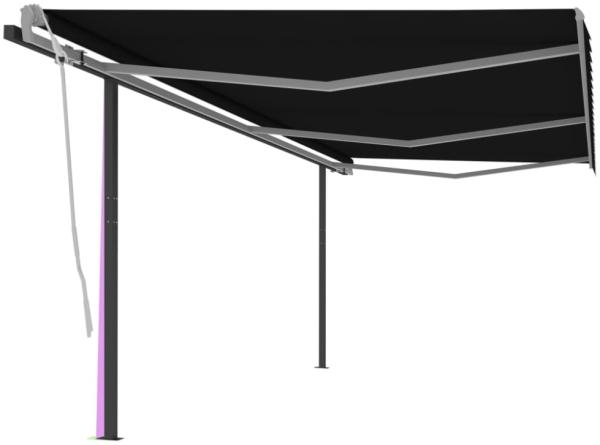 vidaXL Markise Manuell Einziehbar mit Pfosten 6x3 m Anthrazit 3070199