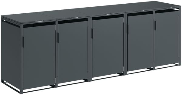 STEELSØN 'Thoria' Mülltonnenbox 5er je 240 Liter, anthrazit, Mülltonnenverkleidung aus Stahl, wetterfest, 116x80x337 cm, Müllbox für 5 Tonnen Bild 8