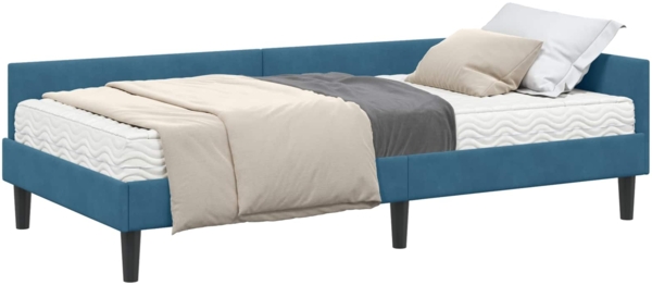 vidaXL Eckbettgestell mit Matratze Sonstiges 2 pcs Blau Samt 3393695