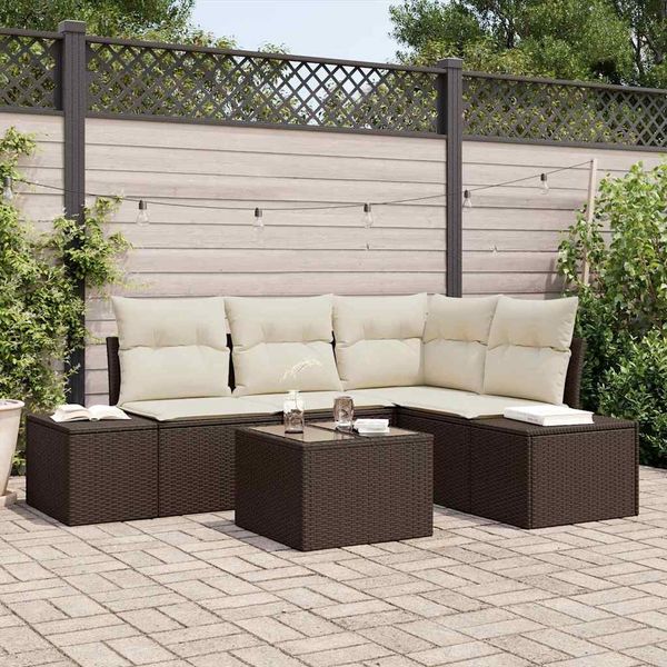 vidaXL Gartensofa-set 5 pcs Braun Poly-Rattan 3347048