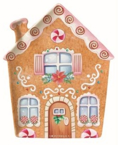 EasyLife Servierteller Sweet Christmas, Porzellan, Spülmaschinengeeignet, Mehrfarbig, Motiv: Lebkuchenhaus Bild 6