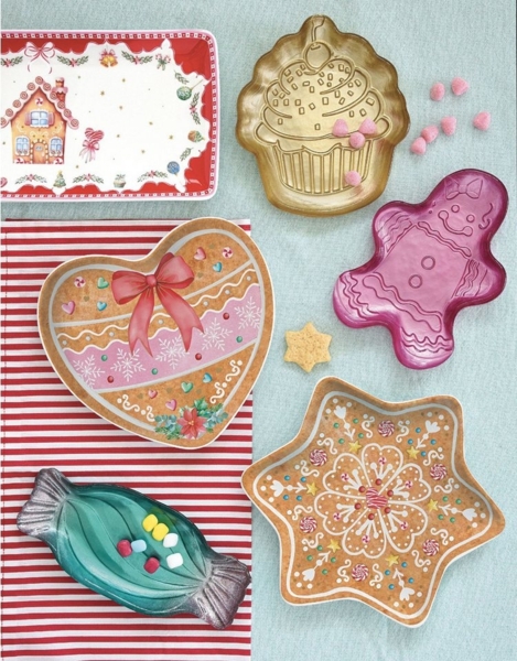 EasyLife Servierteller Sweet Christmas, Porzellan, Spülmaschinengeeignet, Mehrfarbig, Motiv: Lebkuchenhaus Bild 3