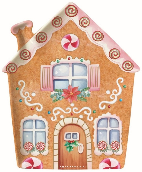 EasyLife Servierteller Sweet Christmas, Porzellan, Spülmaschinengeeignet, Mehrfarbig, Motiv: Lebkuchenhaus Bild 5
