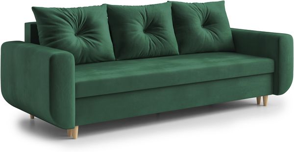 AX LIVING Cheriton Schlafsofa Modern 222cm breit in Flaschengrün mit Schlaffunktion