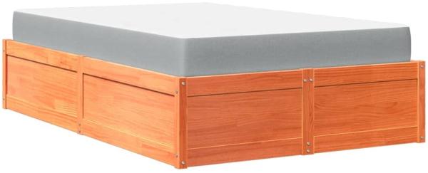 vidaXL Bett mit Matratze Wachsbraun 120x200 cm Massivholz Kiefer 3281939
