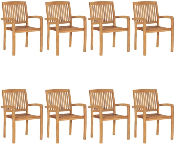 vidaXL Stapelbare Gartenstühle mit Kissen 8 Stk. Massivholz Teak 3073287