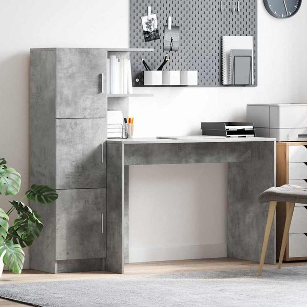 vidaXL Schreibtisch 2 pcs Beton Grau 3337292