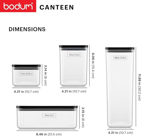 bodum Set 6 Vorratsdosen mit Deckel , lebensmittelechter Kunststoff BPA-frei