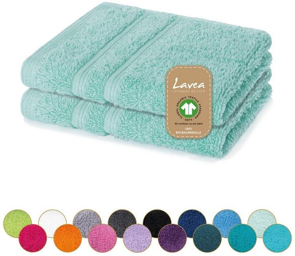 Lavea Seiftuch Bali Seiftücher, Waschlappen Frottee 30x30 cm, Weiches Bio-Baumwollfrottee (Set, 2-St), kleine Handtücher, Handtuch-Set, GOTS-zertifiziert, 500g/m²