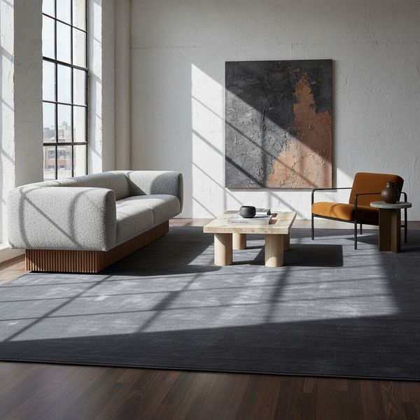KADIMA DESIGN Teppich LECH Wohnzimmer Waschbar Schlafzimmer Wohnzimmerteppich Esszimmer Uni, Läufer, Höhe: 9 mm, Grau, 60x110 cm, Esszimmerteppich Fußbodenheizung Waschbar
