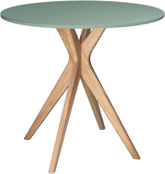 Ragaba runder Esstisch, MDF & Massives Eschenholz, Salbeigrün, Ø 70 cm