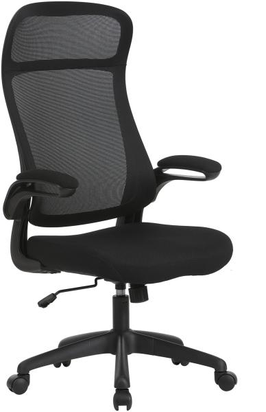 byLIVING Chefsessel FLOW / Kunststoff schwarz / Netzstoff schwarz / Wippmechanik / Sicherheitsklemmschutz / Höhenverstellung / gebremste Sicherheitsdoppelrollen / B 62, H 114-122, T 61 cm