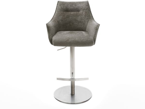Barstuhl Alja-Flex Bouclé Soft Schlamm Drehfuß höhenverstellbar Edelstahl Silberfarben Taschenfederkern Bild 2