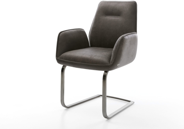 Freischwinger Zoa-Flex Mikrofaser Anthrazit Vintage Freischwinger flach Graphit Taschenfederkern