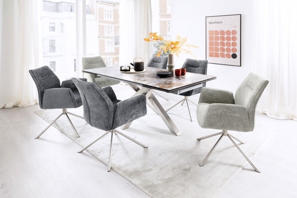 Esstisch Almiros - ausziehbar - Keramik, Grau