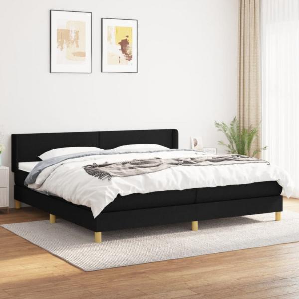 Boxspringbett mit Matratze Stoff Schwarz 200x200 cm, Härtegrad: H2 [3130139]