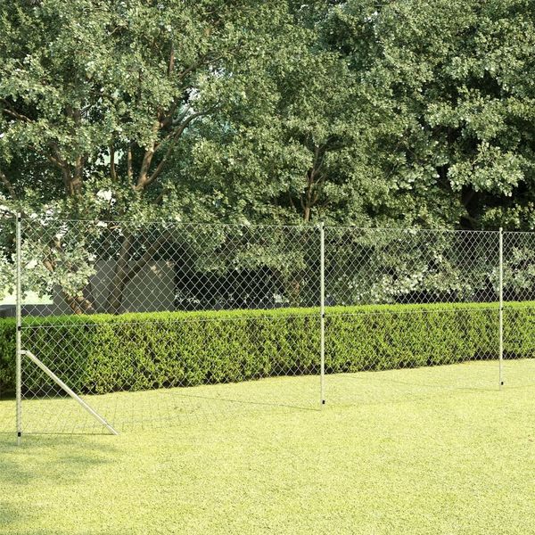 vidaXL Maschendrahtzaun mit Pfosten Verzinkter Stahl 15×1,5 m Silbern 145752