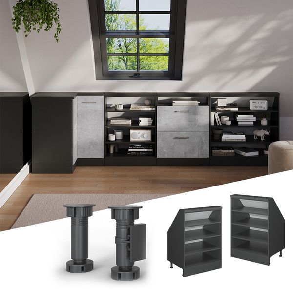 Dachschrägenschrank Rion Anthrazit 60 x 81.6 cm mit 4 Fächern Vicco Bild 4