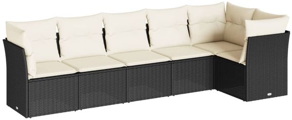 vidaXL 6-tlg. Garten-Sofagarnitur mit Kissen Schwarz Poly Rattan 3217656 Bild 2