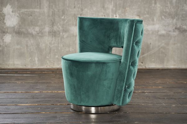 KAWOLA Sessel SENSO Stoff Velvet grün 77 x 67 x 77 cm