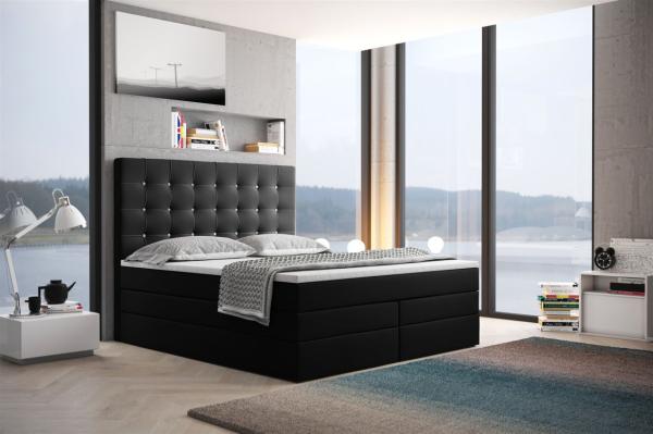 Boxspringbett Schlafzimmerbett TRIANA DELUX 200x200cm in Kunstleder Schwarz