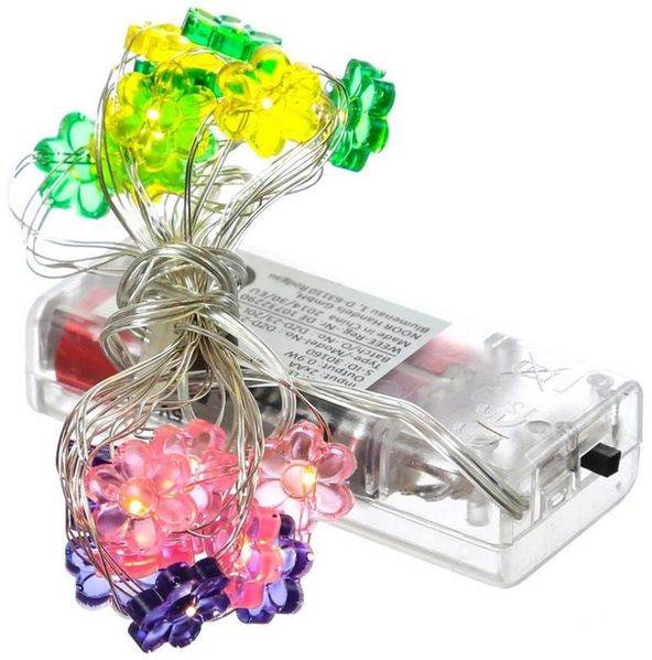 MARELIDA LED-Lichterkette LED Draht Lichterkette Blumen 20 LED 1,9m Batteriebetrieb bunt, 20-flammig