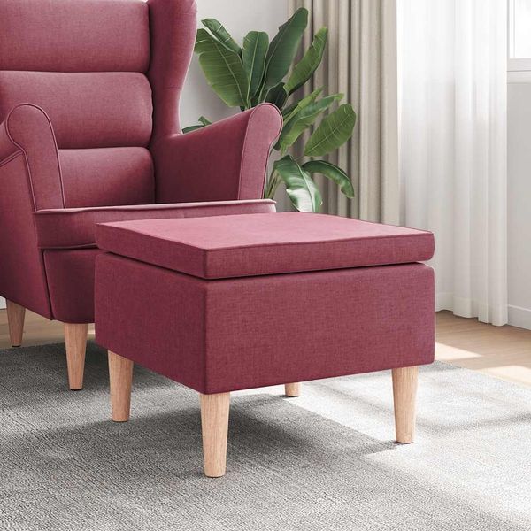 vidaXL Hocker mit Holzbeinen Weinrot Stoff [329449]