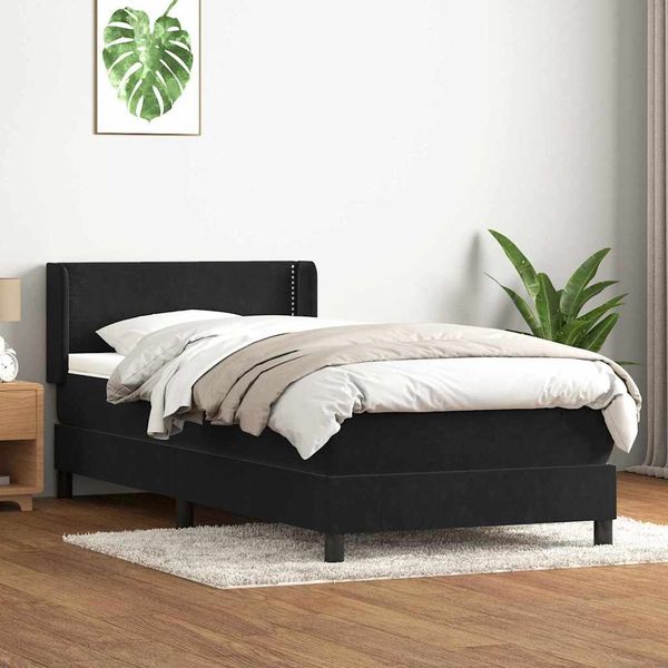 vidaXL Boxspringbett mit Matratze Schwarz 80x220 cm Samt 3318053
