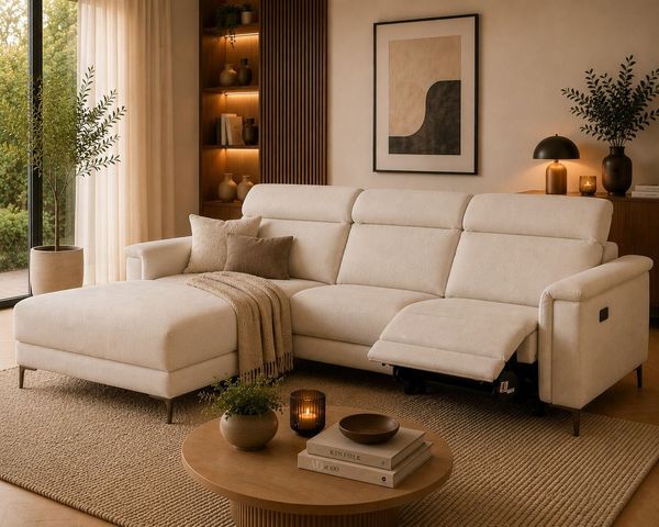 OTTO home Ecksofa LUND, Struktur-Bezug, L-Form, 261cm, man. /elektr. Relaxfunktion, auch mit USB A/C-Anschluss sowie Kopfteilverstellung