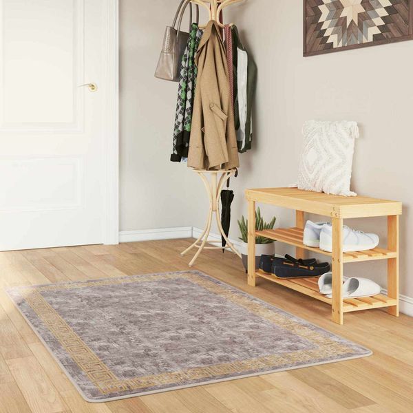 vidaXL Teppichläufer MARSA Grau 80 x 100 cm Polyester und PVC 42023352