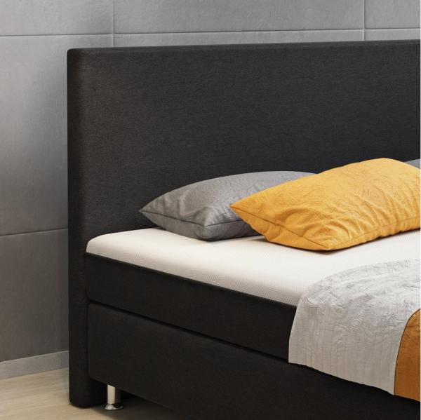 Boxspringbett Berlin 180x200 cm Webstoff Schwarz Ohne Topper Ohne Matratze