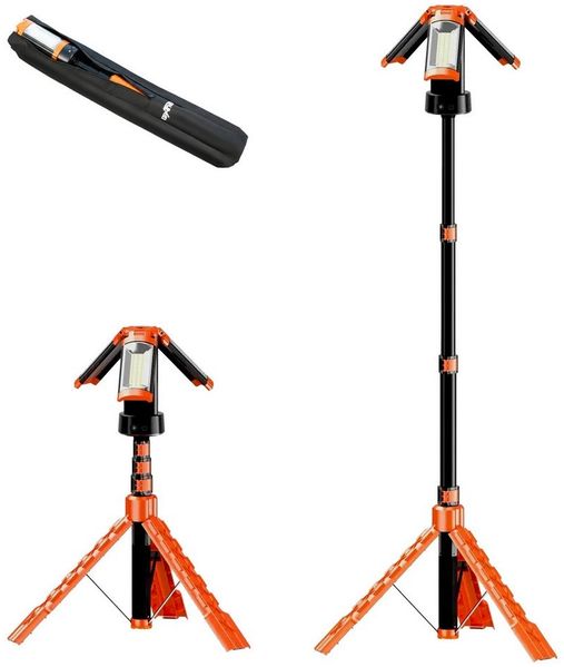 Grafner LED Baustrahler Grafner Akku Baustrahler Arbeitslampe LED mit Stativ, LED fest integriert, Akkubetrieb, LED